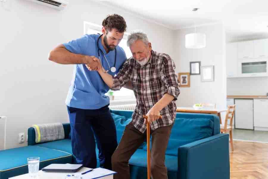 senior veteran caregiver at home